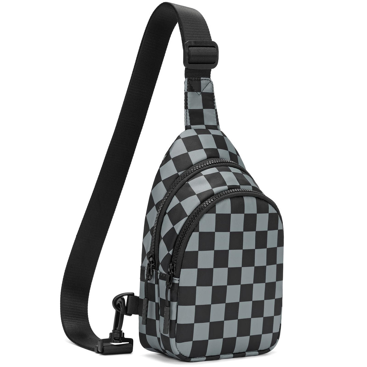 Ounamei Checkered Sling Bag Lightweight Crossbody Chest Bag with Adjustable Strap, Water-Resistant Nylon, Travel & Everyday Use
