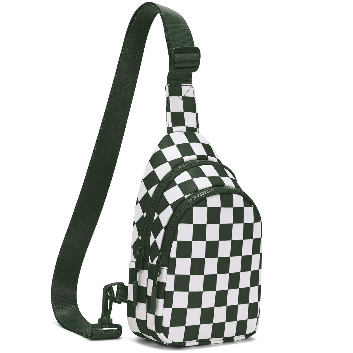 Ounamei Checkered Sling Bag Lightweight Crossbody Chest Bag with Adjustable Strap, Water-Resistant Nylon, Travel & Everyday Use