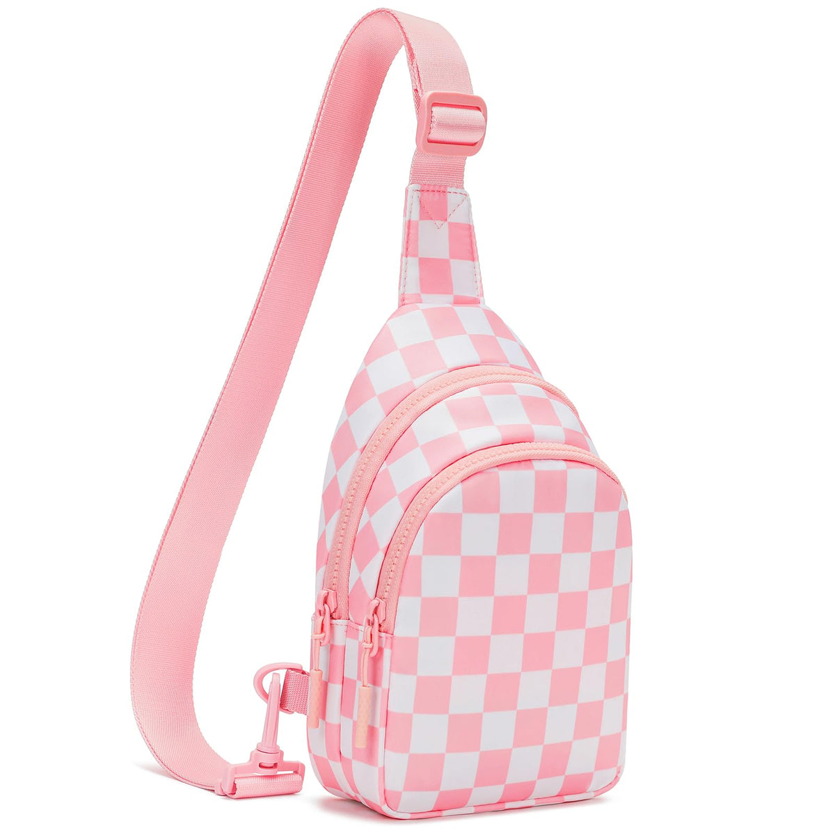Ounamei Checkered Sling Bag Lightweight Crossbody Chest Bag with Adjustable Strap, Water-Resistant Nylon, Travel & Everyday Use