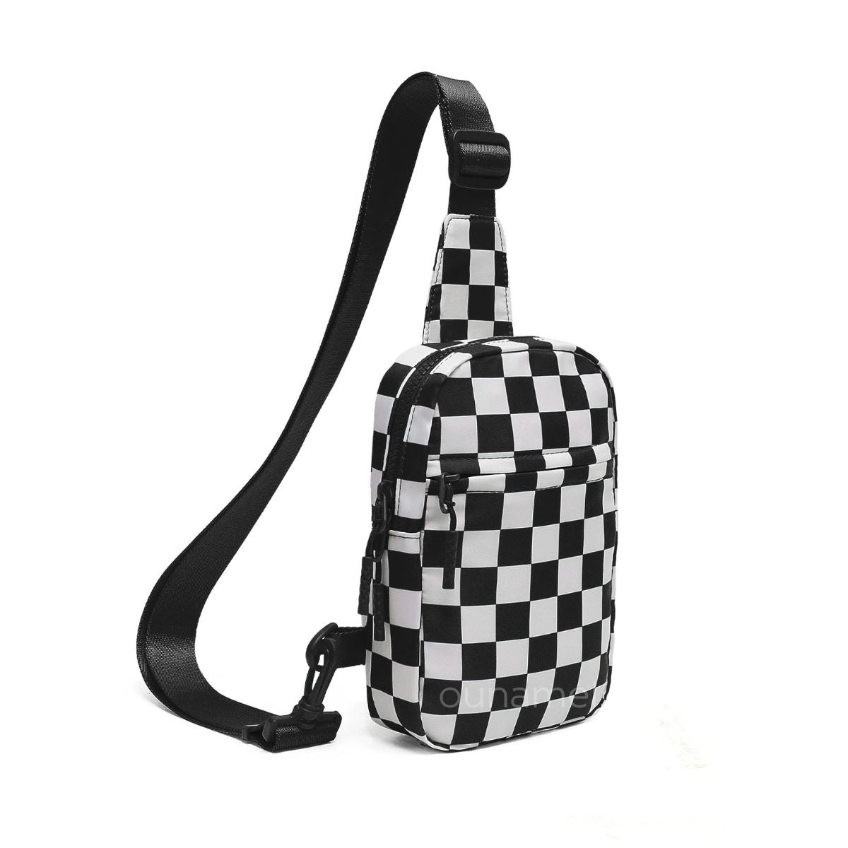 Ounamei Checkered Sling Bag Lightweight Crossbody Chest Bag with Adjustable Strap, Water-Resistant Nylon, Travel & Everyday Use