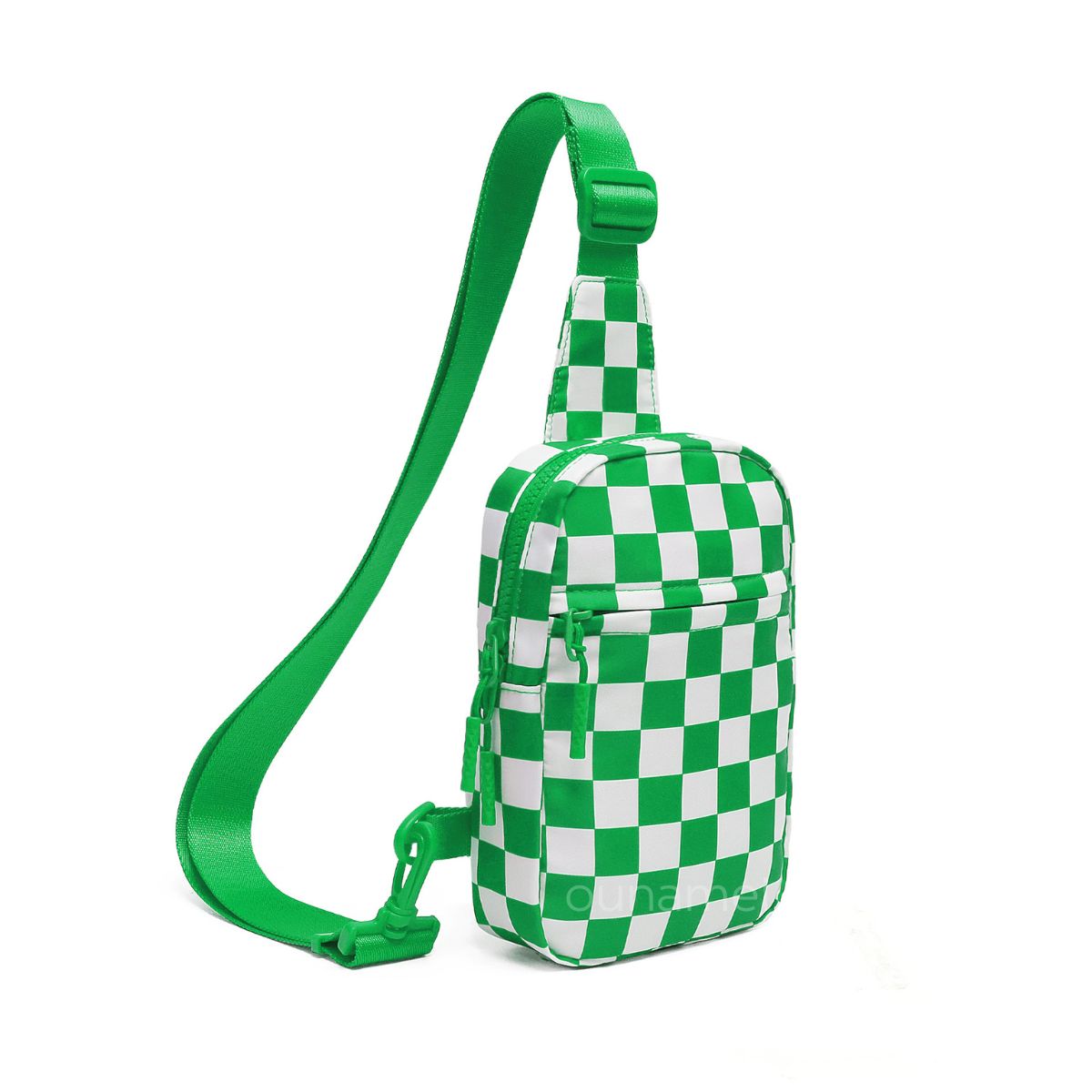 Ounamei Checkered Sling Bag Lightweight Crossbody Chest Bag with Adjustable Strap, Water-Resistant Nylon, Travel & Everyday Use