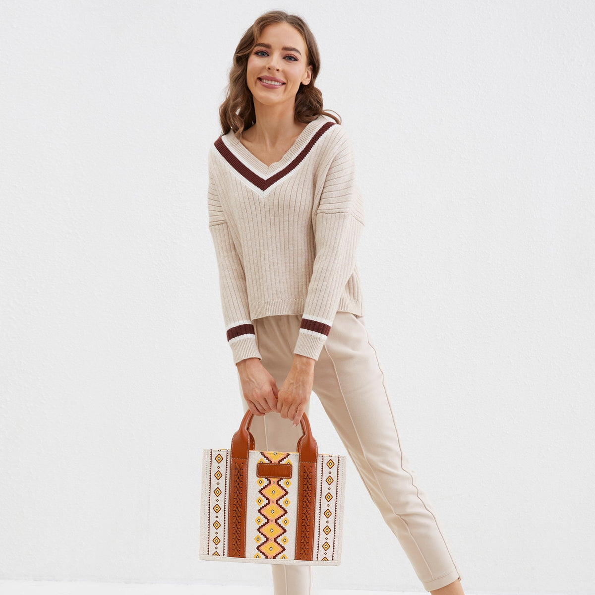 Ounamei Aztec Crossbody Tote Bag