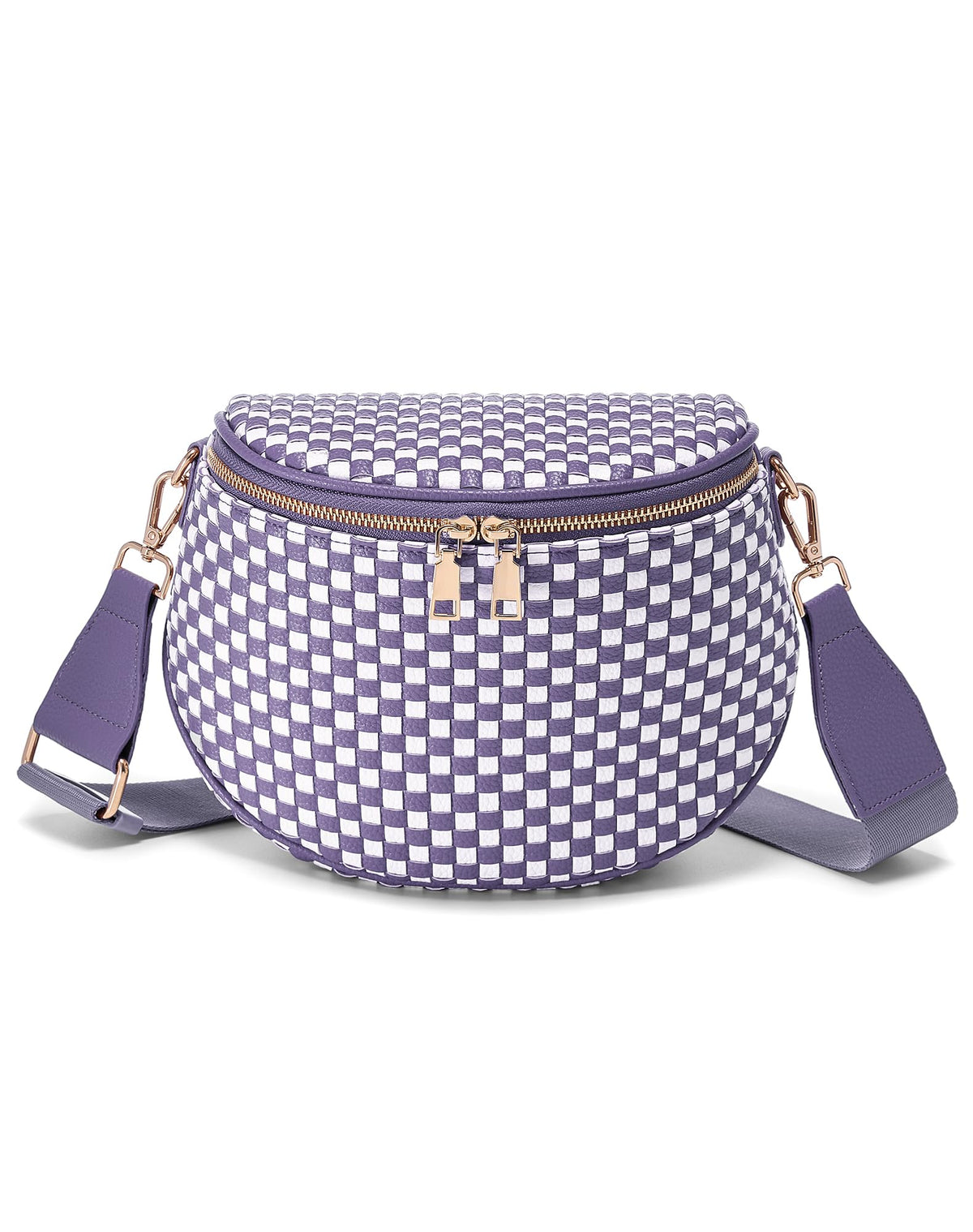 Ounamei Woven Checkered Crossbody Bum Bag | Trendy PU Leather Belt Bag with Adjustable Strap, Stylish & Versatile Everyday Companion