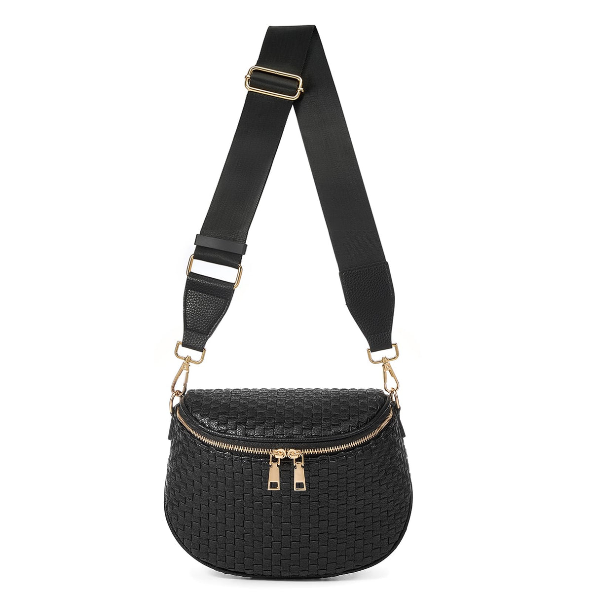 Ounamei Woven Checkered Crossbody Bum Bag | Trendy PU Leather Belt Bag with Adjustable Strap, Stylish & Versatile Everyday Companion