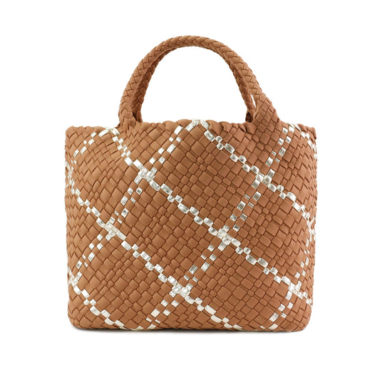 Colorblock Neoprene Woven Bag - Camel | Ounamei