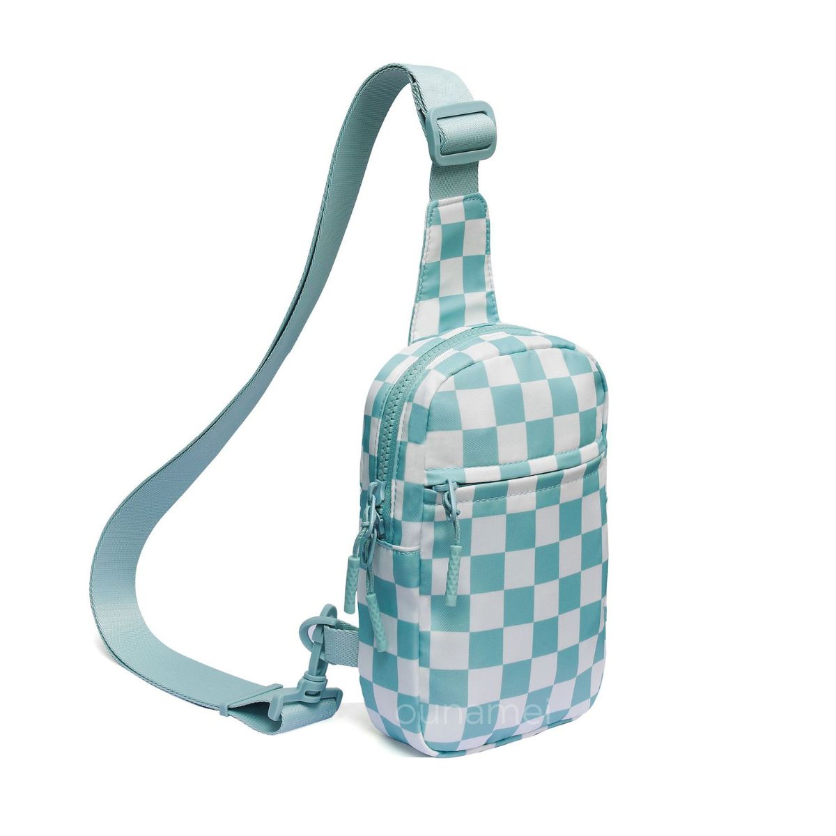 Ounamei Checkered Sling Bag Lightweight Crossbody Chest Bag with Adjustable Strap, Water-Resistant Nylon, Travel & Everyday Use