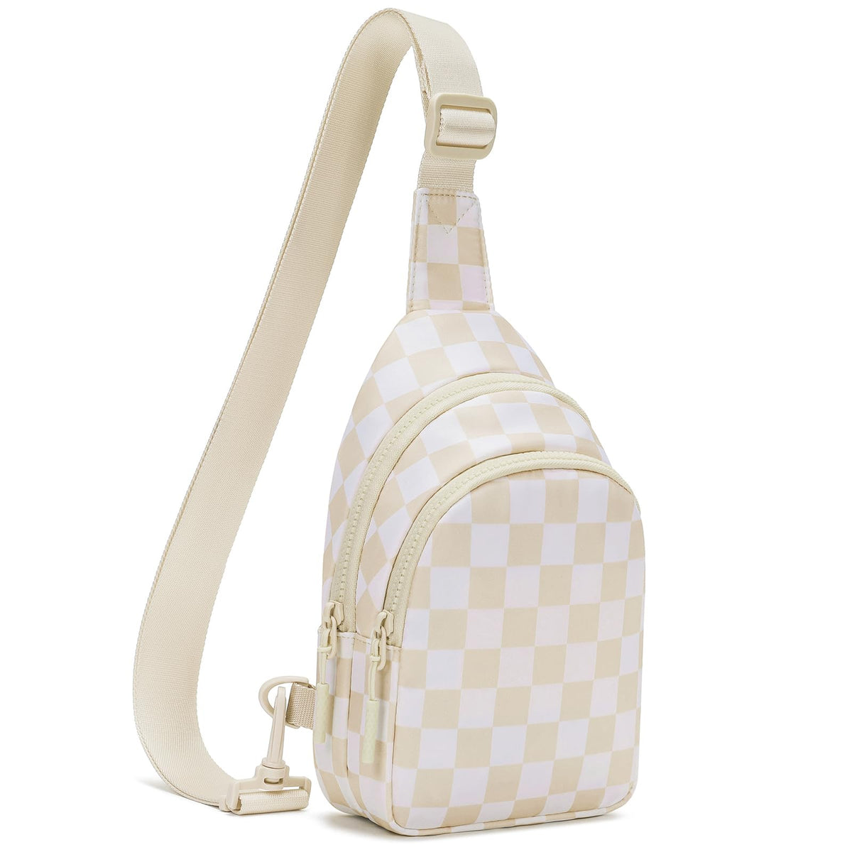Ounamei Checkered Sling Bag Lightweight Crossbody Chest Bag with Adjustable Strap, Water-Resistant Nylon, Travel & Everyday Use