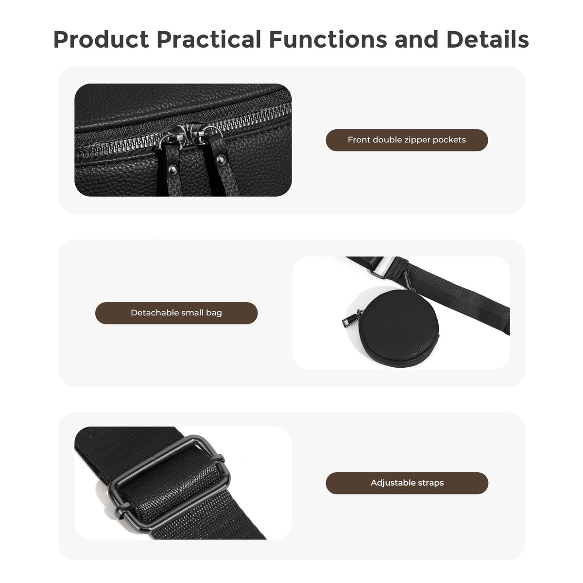 Ounamei Large Crossbody Bag for Women | Multi-Style Bag with Coin Pouch for Travel & Daily Use