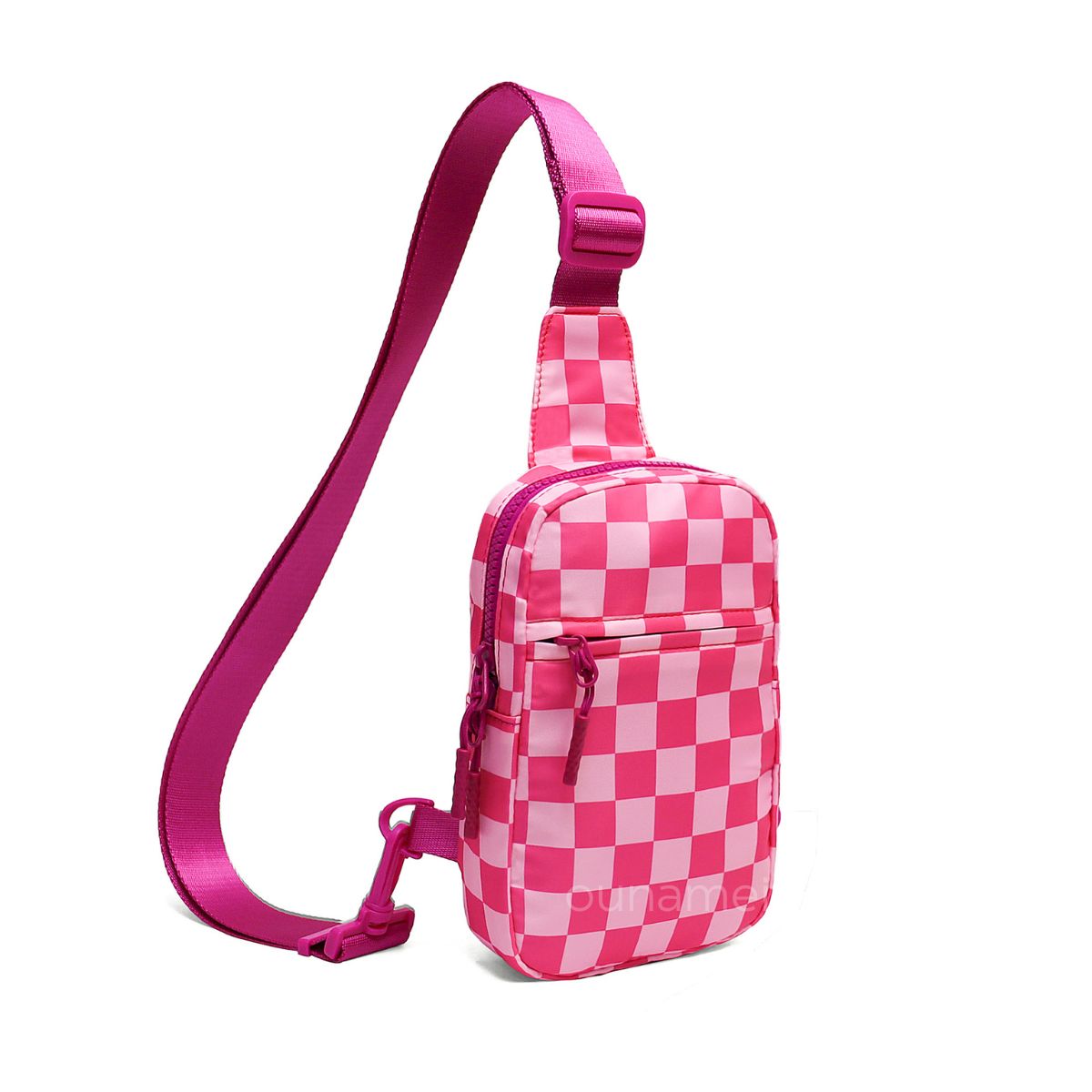 Ounamei Checkered Sling Bag Lightweight Crossbody Chest Bag with Adjustable Strap, Water-Resistant Nylon, Travel & Everyday Use