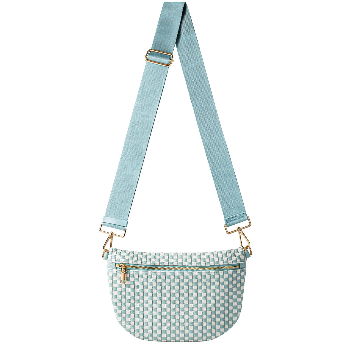 Ounamei Checkered Woven Crossbody Fanny Pack for Women – Adjustable Sling Bum Bag, Lightweight Everyday Travel Shoulder Purse