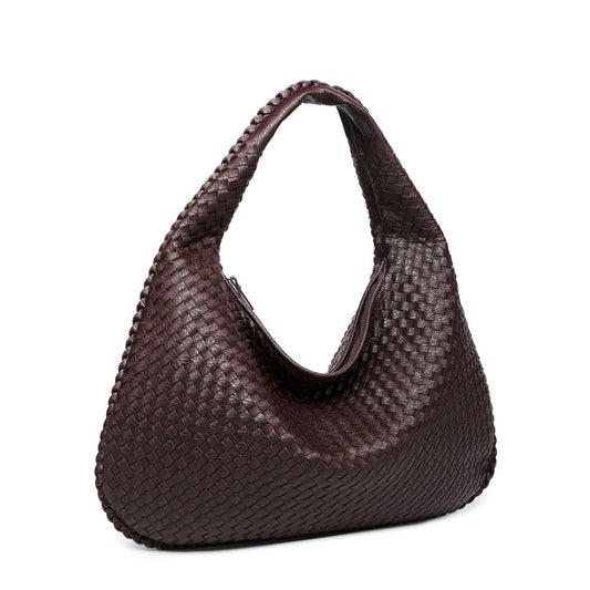 Ounamei Vintage Woven Vegan Leather Hobo Bag Large Shoulder Handbag for Women