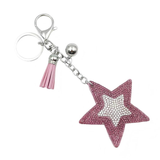 Ounamei Colorblock Star Keychain | Glitter Crystal Tassel Bag Charm